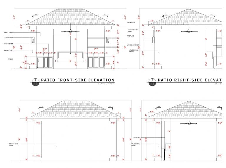 Patio elevations drawing sheet