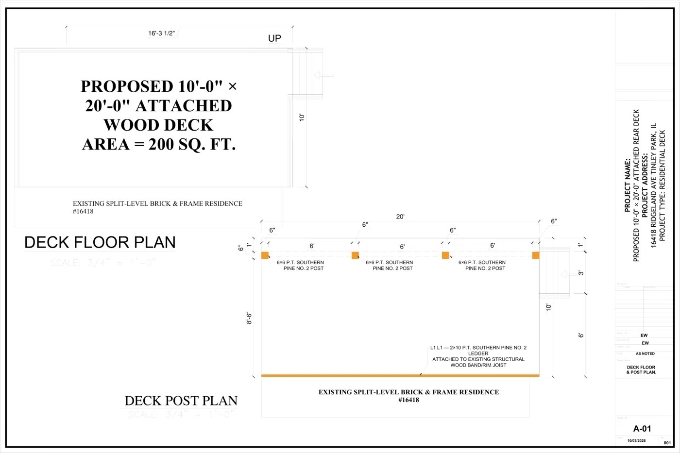 Deck layout and support-plan drawing