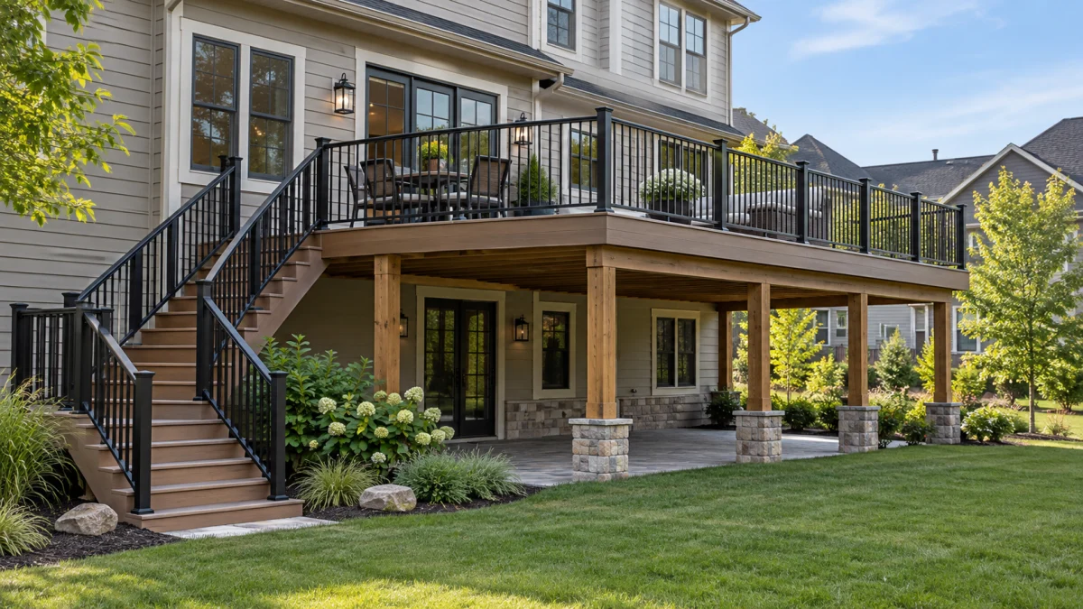 Deck construction at a residential home
